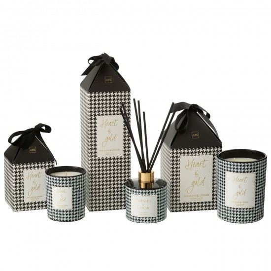 J Line diffuseurs de parfums Jolipa Diffuseur À Batons Heart Of Gold Huile Parfumée Blanc Noir.