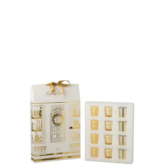 Jline Geurkaars 12 Candles Surprise Window Was Goudkleurig Wit.