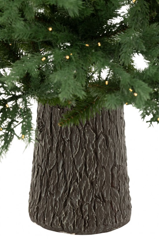 Jline Kerstboom 600 Led Houten Basis Kunstmatig Donkergroen.