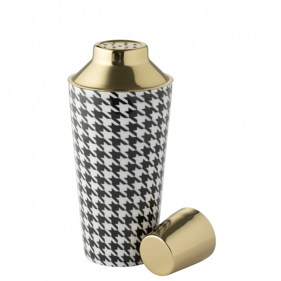 J Line verres à cocktail coctail Jolipa Shaker À Cocktails Pied De Poule Acier Inoxydable Noir Blanc.