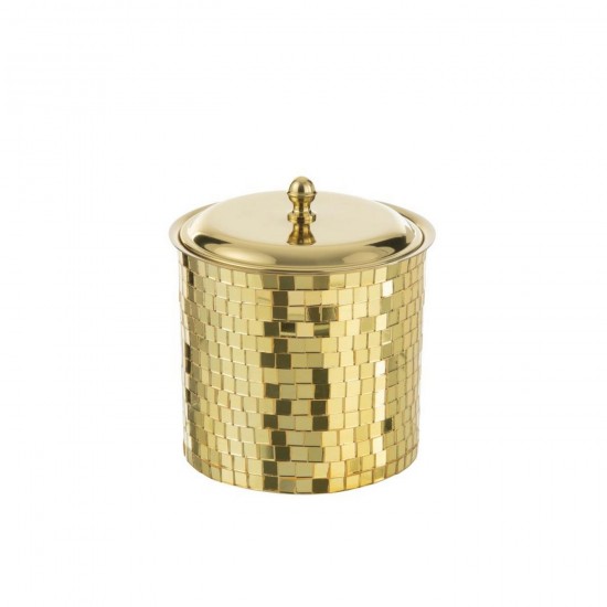 J Line Ijsemmer Mozaïek Roestvrij Staal Goudkleurig L18xB14xH14 cm champagne emmers wijnemmers koelemmers ijsemmers JO58951.