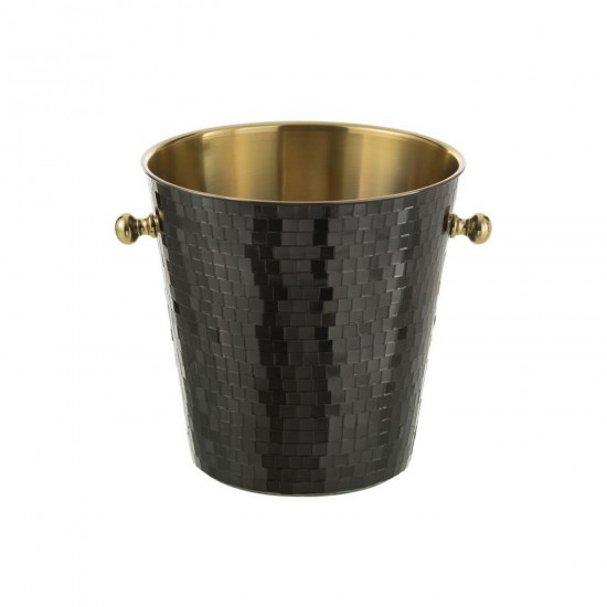 J Line Ijsemmer Mozaïek Roestvrij Staal Zwart L24xB20xH20 cm champagne emmers wijnemmers koelemmers ijsemmers JO58958.