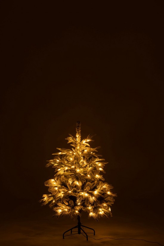 J Line arbres sapins de noel sur pied Jolipa Sapin De Noël 120 Led Enneigé Artificial Vert Foncé Blanc Small.