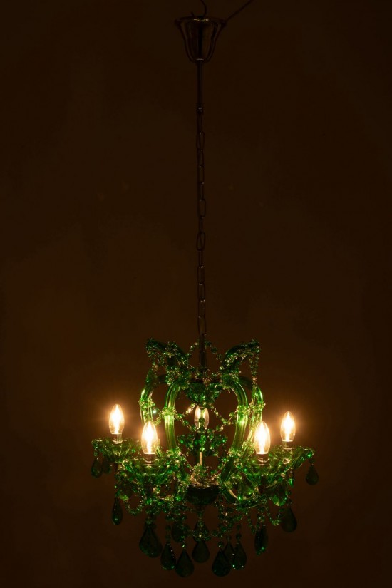 J Line lampes suspendues suspensions pendantes Jolipa Lustre Chandelier Antique Verre Vert Émeraude.