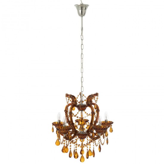 J Line Hanglamp Kandelaar Antiek Glas Bruin L53xB53xH57 cm hang pendellampen licht JO59097.