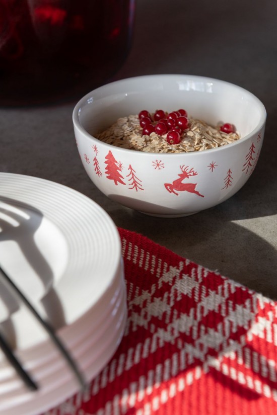 J Line Ciotola Dolomite Bianco Rosso Natale Assortimento Di 2 Cuenco Dolomita Blanco Rojo Navidad Surtido De 2.