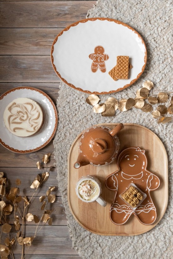 J Line Piatto Cookie Ovale Dolomite Bianco Caramello Plato Cookie Óvalo Dolomita Blanco Caramelo.