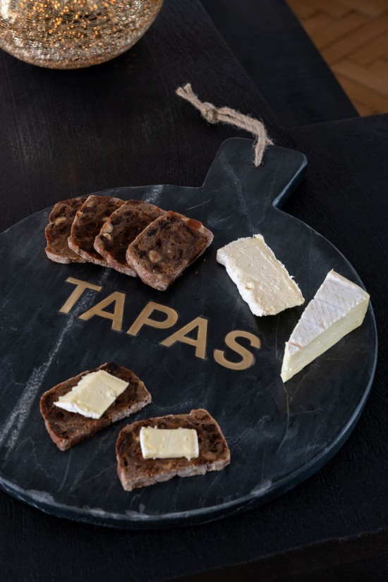 J Line Tagliere Di Formaggi Rotondo Marmo Nero Oro Tabla Para Quesos Redondo Mármol Negro Dorado.