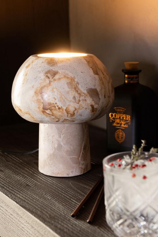 J Line Lampada Da Tavolo Marmo Beige Lámpara Mármol Beige.