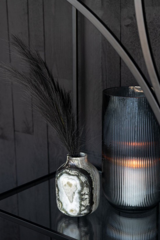 J Line Vaso Marmo Nero Grigio Chiaro Jarrón Mármol Negro Gris Claro.