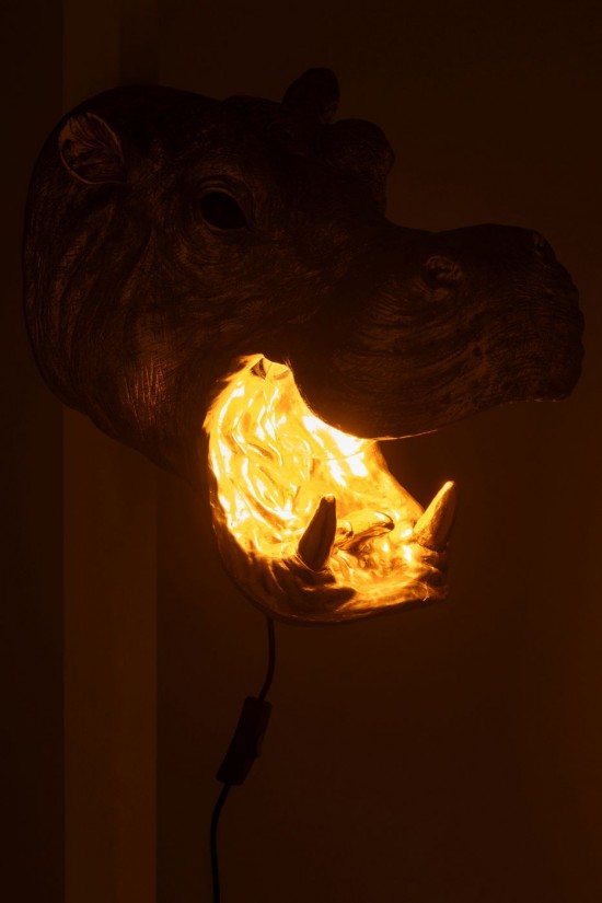 J Line Appliques Murales Jolipa Applique Tête D Hippopotame Résine Doré.