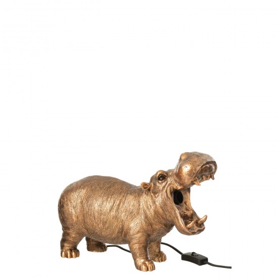 Jline Tafellamp Hippo Polyresin Antiek Koper.