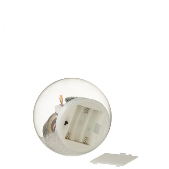 J Line Christmas Bauble Led Santa Glass White Red Large.