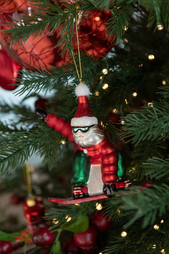 J Line Pendente Babbo Natale Sci Snowboard Vetro Rosso Natale Verde Scuro Assortimento Di 2 Lámpara Colgante Santa Esquí Snowb.