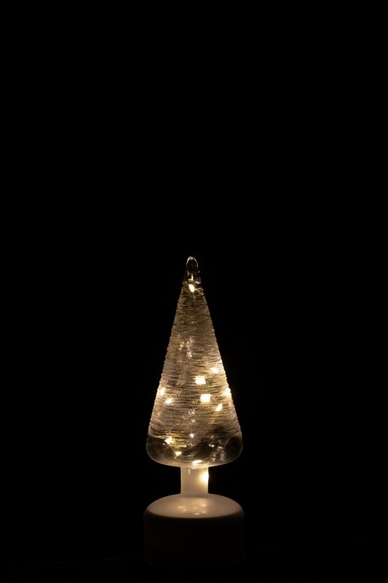 J Line arbres sapins de noel sur pied Jolipa Arbre Led Tournant Verre Blanc Transparent Small.