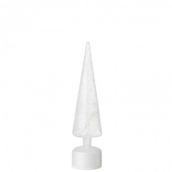 J Line Boom Led Draaiend Glas Wit Transparant Large L9xB9xH39 cm kerstbomen JO59346.