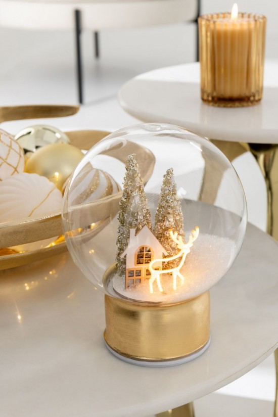 J Line Palla Led Renna Vetro Oro Bianco Small Bola Led Reno Vidrio Dorado Blanco Small.