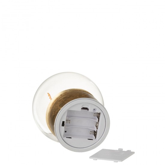 Jline Bal Led Rendier Glas Goudkleurig Wit Small.