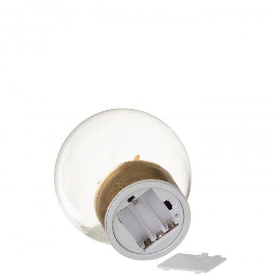 Jline Bal Led Rendier Glas Goudkleurig Wit Large.