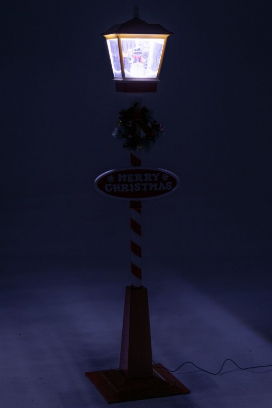 J Line hivers Jolipa Lampadaire Led Neige Plastique Rouge Noël Vert.