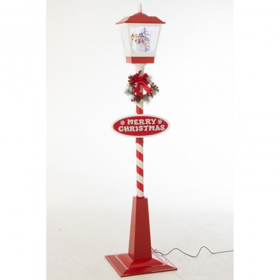 J Line Straatlamp Led Sneeuw Plastiek Kerstrood Groen L40xB40xH180 cm JO59439.