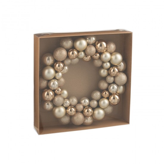 J Line couronnes Jolipa Couronne Boules De Noël Plastique Beige Écru.