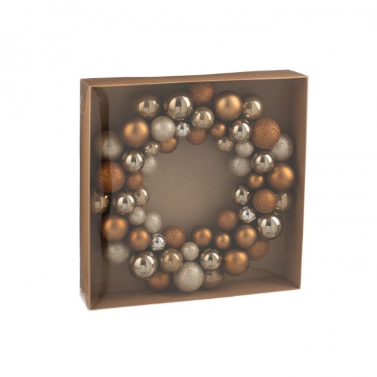J Line couronnes Jolipa Couronne Boules De Noël Plastique Marron.
