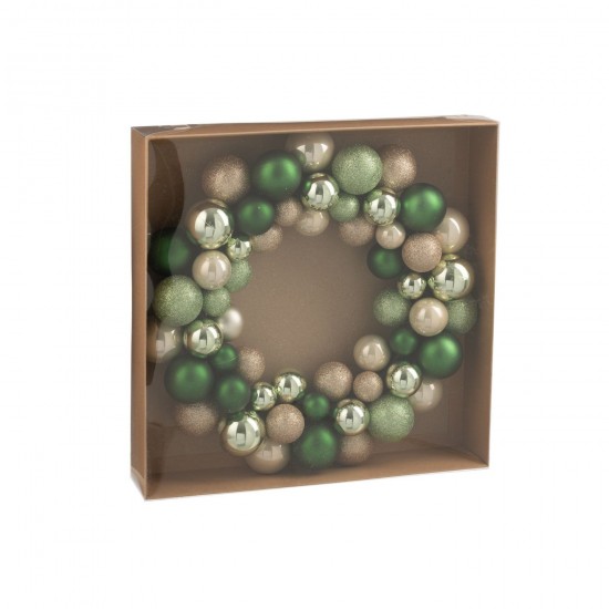 J Line couronnes Jolipa Couronne Boules De Noël Plastique Vert Menthe Écru.