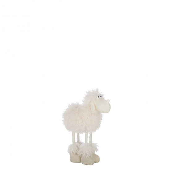 J Line moutons statuettes Jolipa Mouton Téléscopique Polyester Blanc Small.