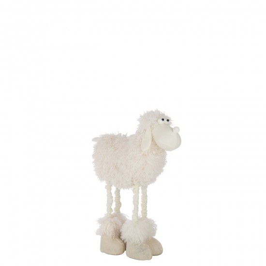 J Line moutons statuettes Jolipa Mouton Téléscopique Polyester Blanc Large.