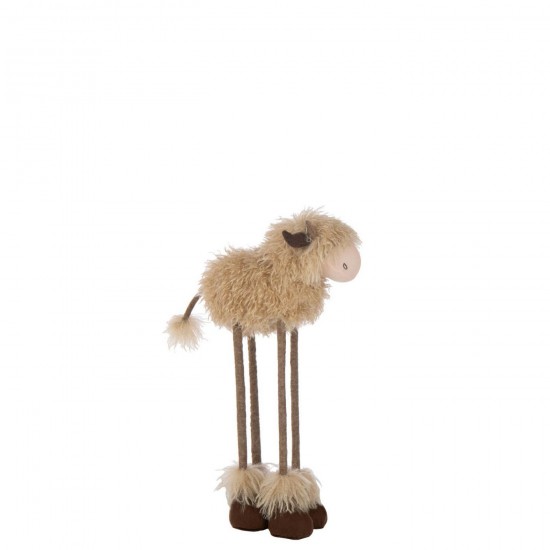 J Line Koe Telescopisch Polyester Donkerbruin Beige Small L33xB13xH58 cm koeien JO59524.