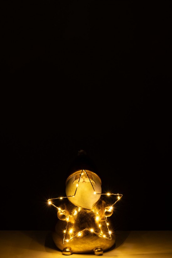 J Line peres noël Jolipa Père Noël Led Etoile Polyrésine Doré Small.