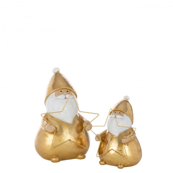 Jline Kerstman Led Ster Polyresin Goudkleurig Large.