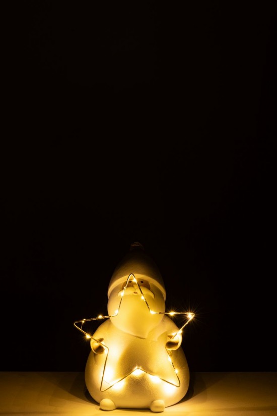 J Line peres noël Jolipa Père Noël Led Etoile Polyrésine Blanc Small.