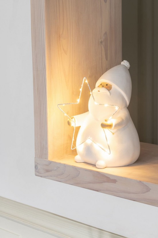 J Line Babbo Natale Led Stella Poliresina Bianco Large Papá Noel Led Estrella Poliresina Blanco Large.