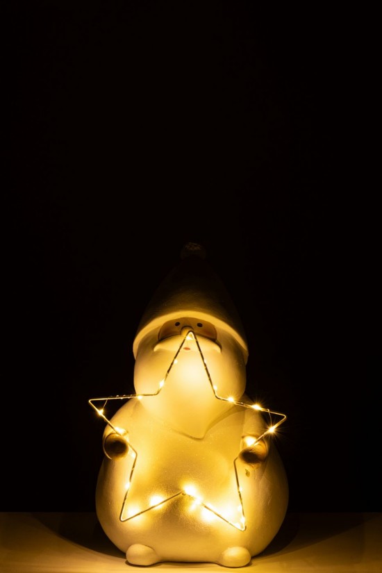 J Line peres noël Jolipa Père Noël Led Etoile Polyrésine Blanc Large.