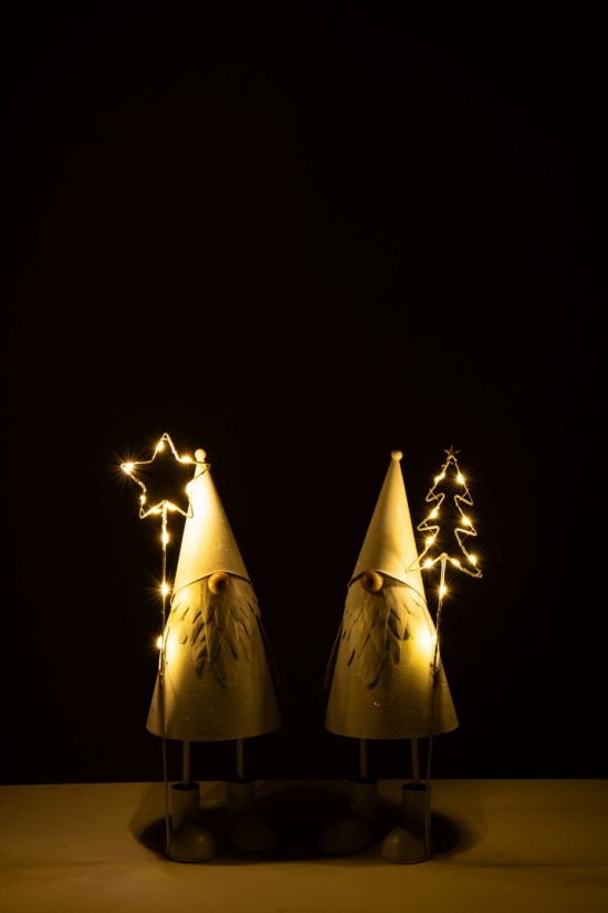 J Line peres noël Jolipa Père Noël Led Etoile Arbre Métal Blanc Small Assortiment De 2.