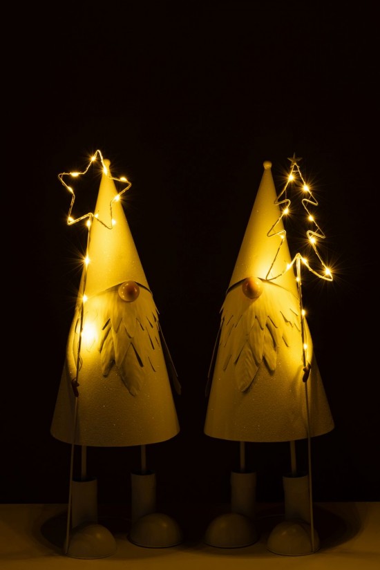 J Line peres noël Jolipa Père Noël Led Etoile Arbre Métal Blanc Large Assortiment De 2.