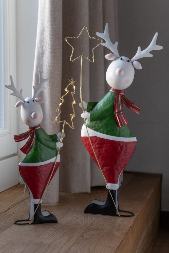 J Line Renna Led Stella Albero Metallo Multicolore Small Assortimento Di 2 Reno Led Estrella Árbol Metal Multicolor Small Surt.