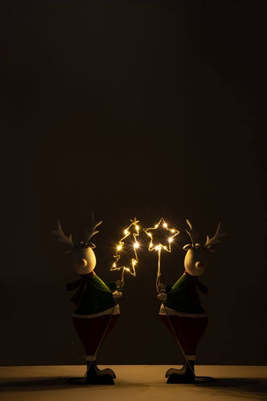 J Line hivers Jolipa Renne Led Etoile Arbre Métal Multicolore Small Assortiment De 2.