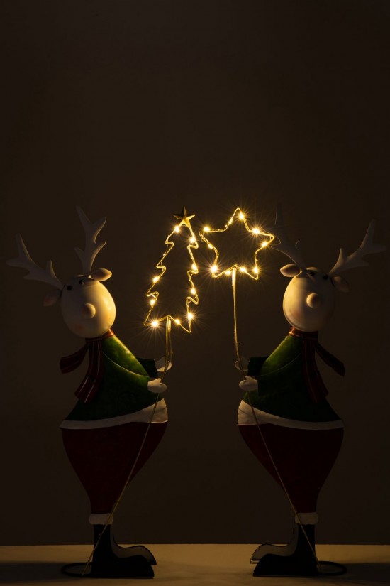 J Line hivers Jolipa Renne Led Etoile Arbre Métal Multicolore Large Assortiment De 2.