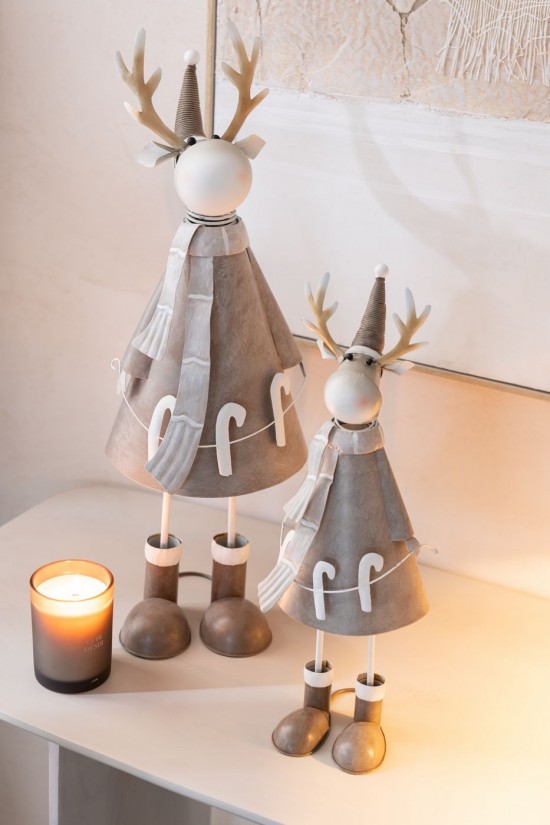 J Line Renna Bastoncino Di Zucchero Metallo Greige Large Reno Caña De Caramelo Metal Corcho Large.