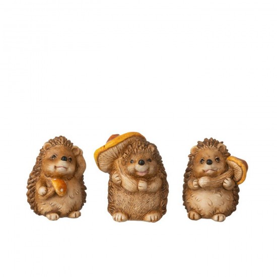 J Line Egel Paddenstoel Polyresin Bruin L7xB6xH9 cm egels JO59683.