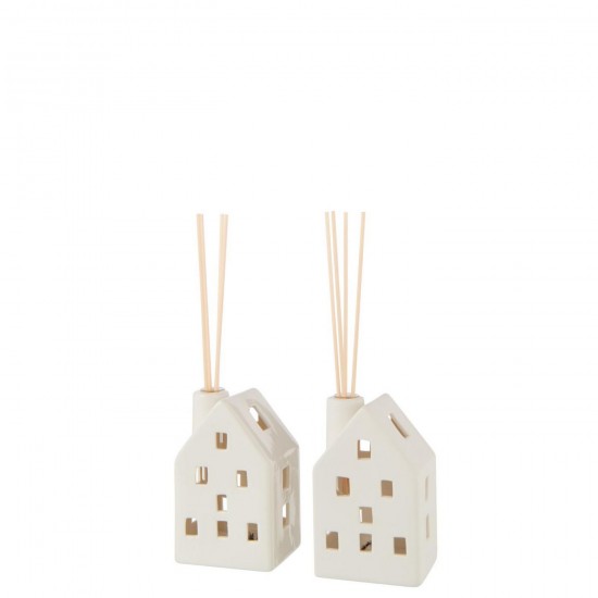 J Line Vaas Led Huis Klei Wit L8xB7xH13 cm JO59685.