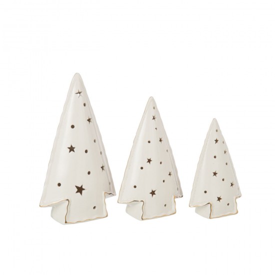 Jline Set Van 3 Boom Led Stars Klei Wit.