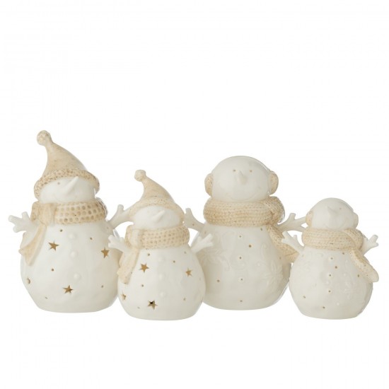 Jline Sneeuwpop Led Stars Klei Wit Beige Large Assortiment Van 2.