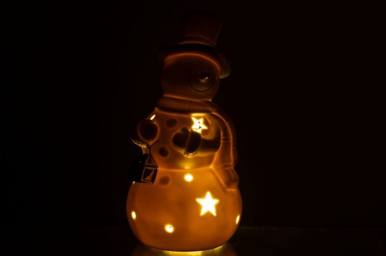 J Line hivers Jolipa Bonhomme De Neige Led Porcelaine Écru Large.