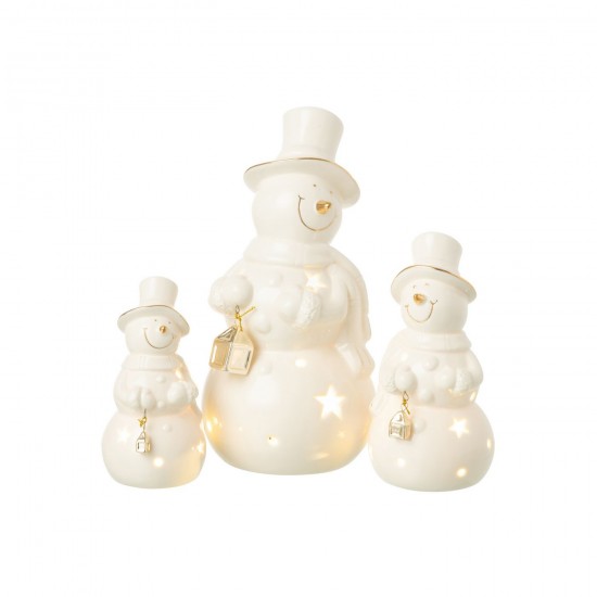 J Line Snowman Led Porcelain Ecru Large.