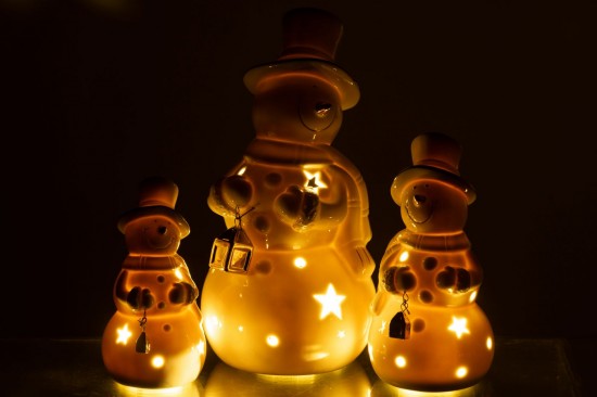 Jline Schneemann Led Porzellan Ekru Large.