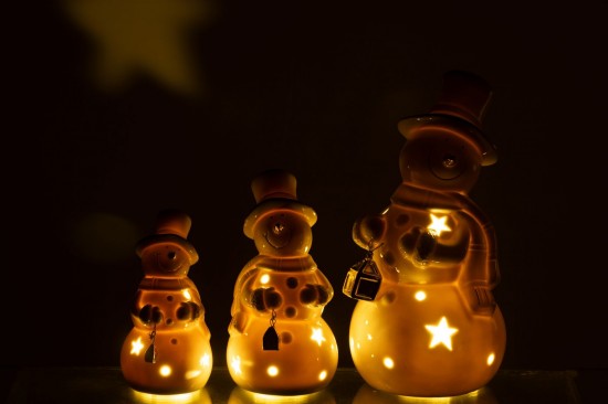 Jline Muñeco De Nieve Led Porcelana Crudo Large.